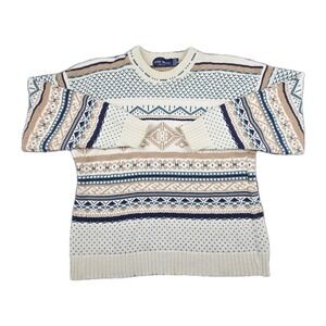 Vintage John Weitz Made in USA Patterned Knit‎ Sweater Winter Geometric Mens XL